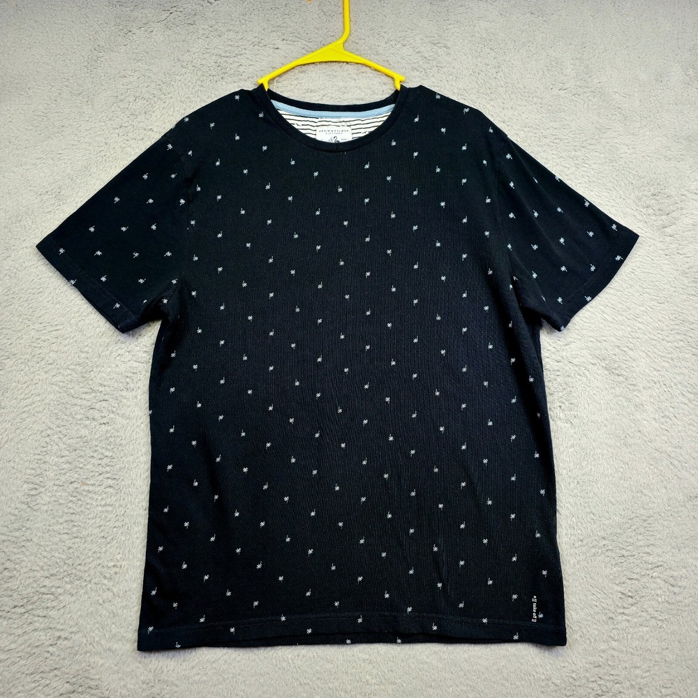 Denim and Flower Shirt Men L Black Palm Tree Graphic Ricky Singh Beach Party Tee